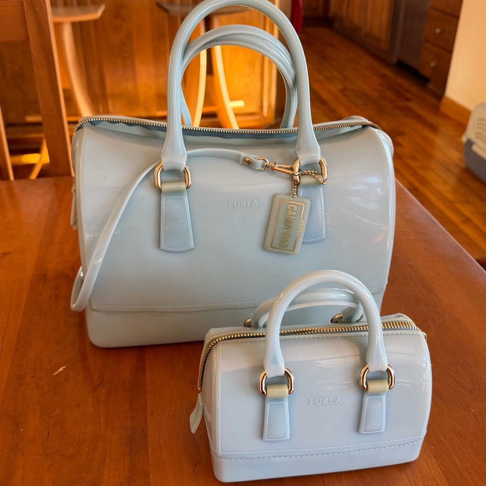 Furla Sky Blue Satchel Set